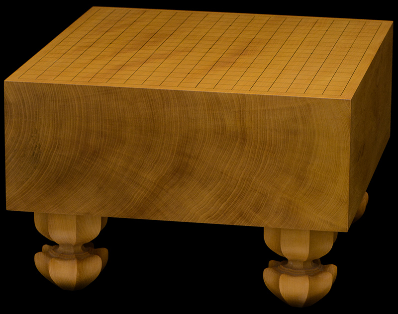 国産本榧足付碁盤　5寸5分（天地柾）