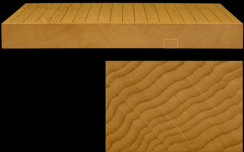 【国産　本榧　１寸卓上碁盤　板目⑧】 本榧卓上碁盤 1寸4分（一枚板・追柾） gb10193 | 前川榧碁盤店